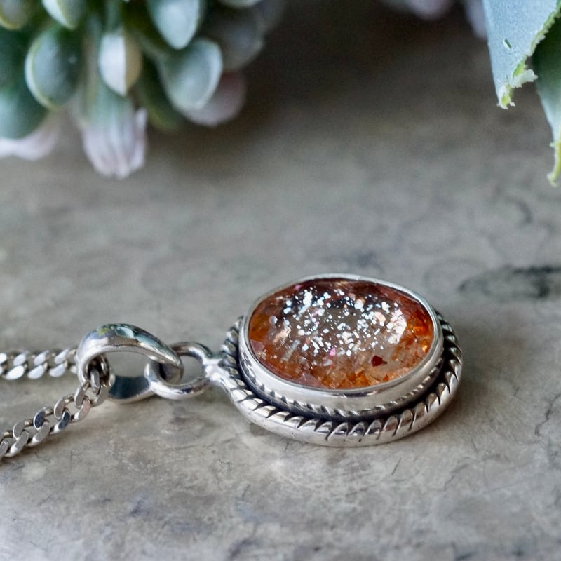 オレンジ サンストーン ペンダントトップ シルバー925 （sv-908