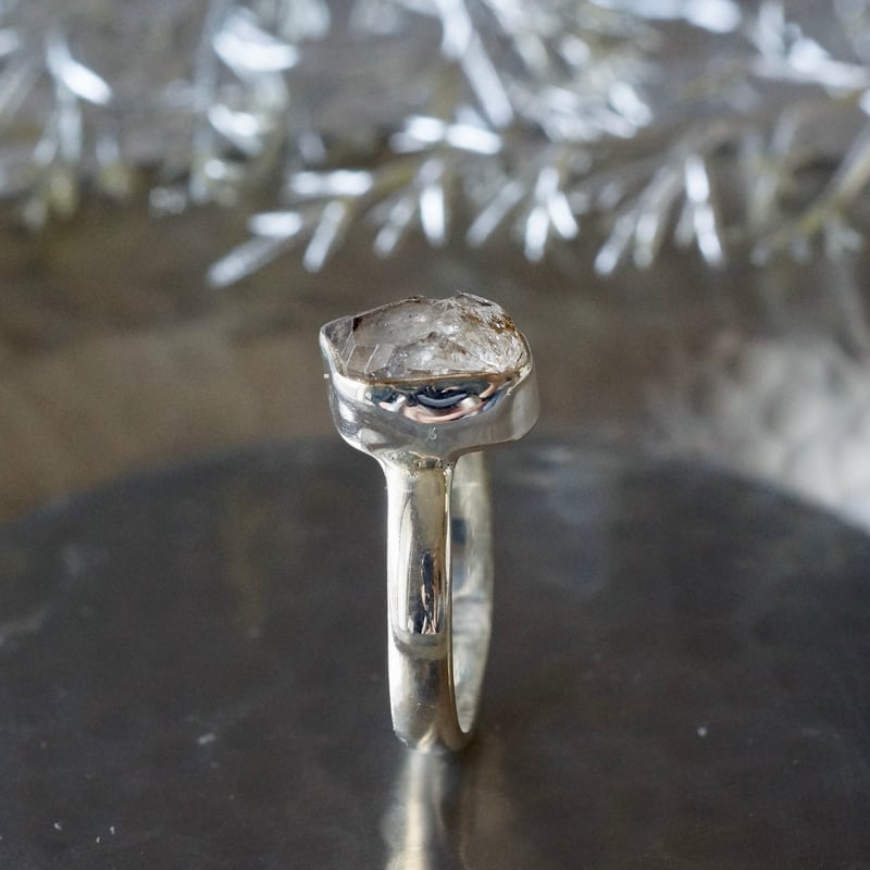 オイルイン ハーキマーダイヤモンド（水晶） ラフカットリング