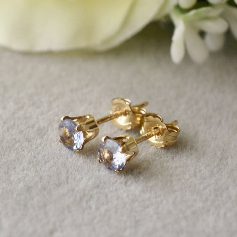 ダイヤモンドピアス(18k Yellow gold plated brass)（ピアス