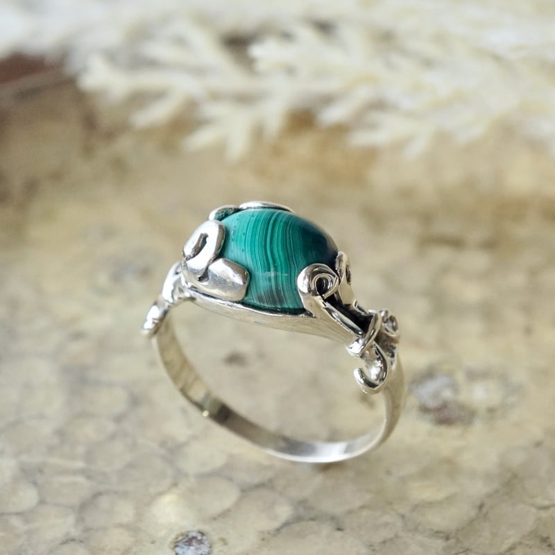 シルバーリング 指輪 マラカイト 7号 グリーン 天然石 925 - アクセサリー