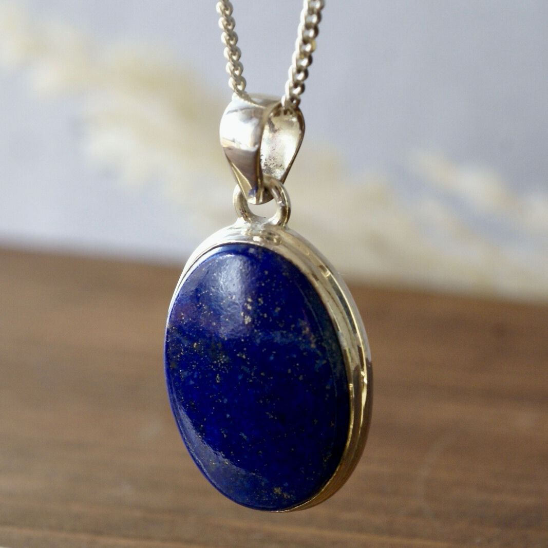 ブルー ラピスラズリ オーバルシェイプ ペンダントトップ シルバー925
