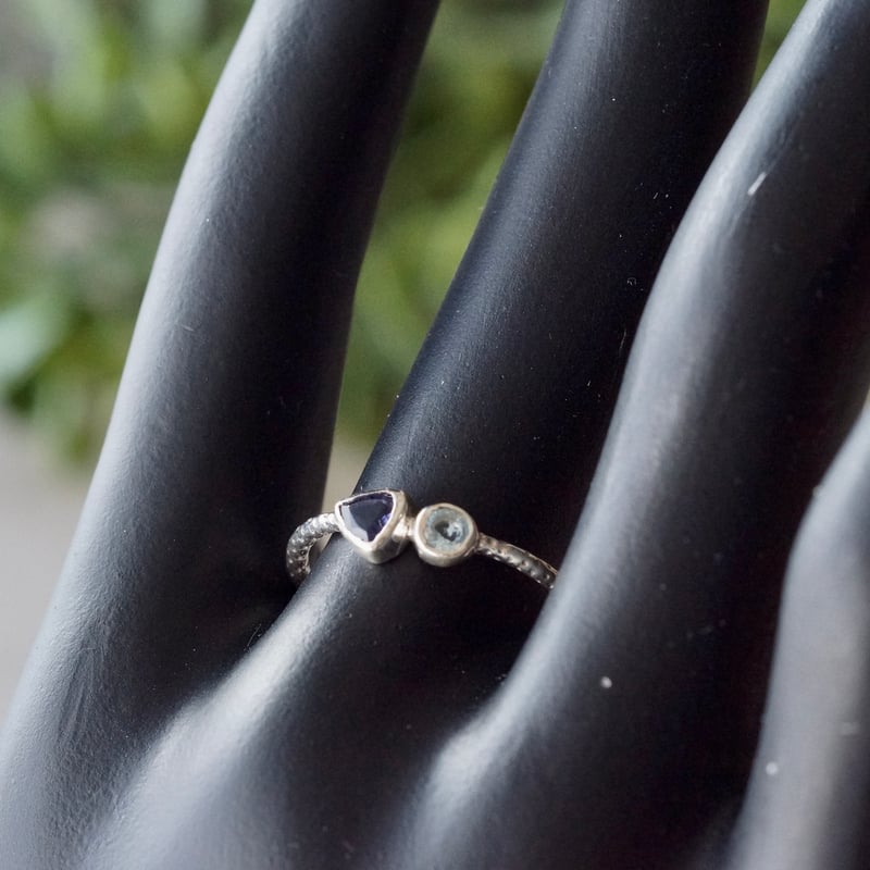 アイオライト/ブルートパーズ スキニーリング シルバー925 約14.25号