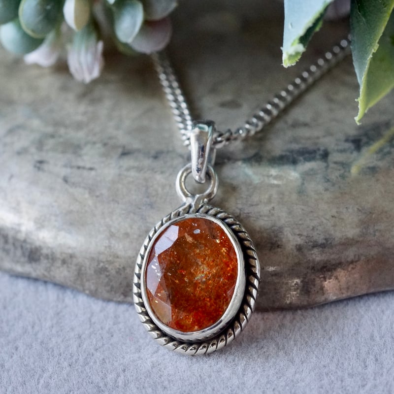 オレンジ サンストーン ペンダントトップ シルバー925 （sv-908