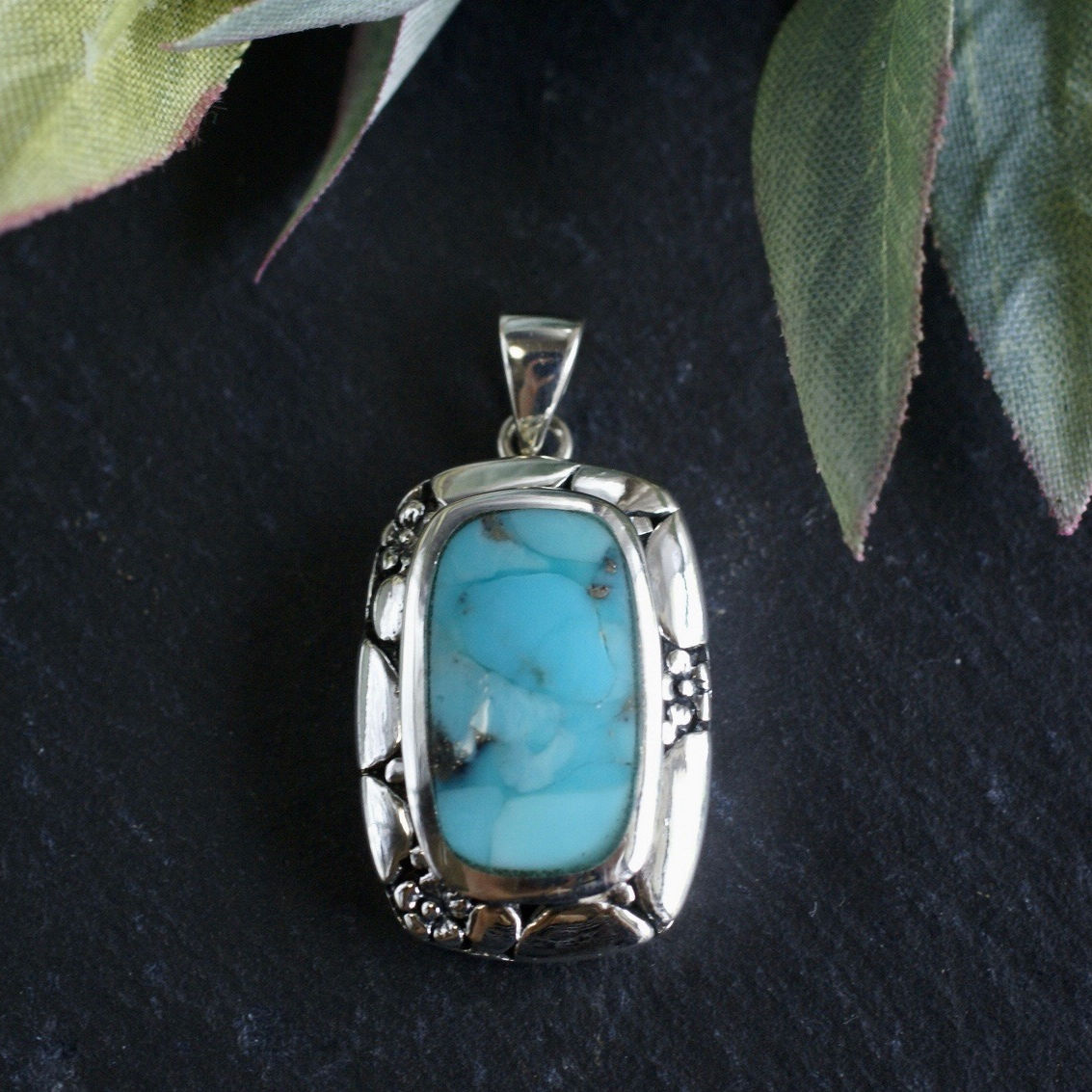 【Ｐ刻印 大きめ sterling silver】ターコイズ ペンダントトップ ターコイズ ペンダントトップ シルバー925 （sv-232） | Ratna gemstones