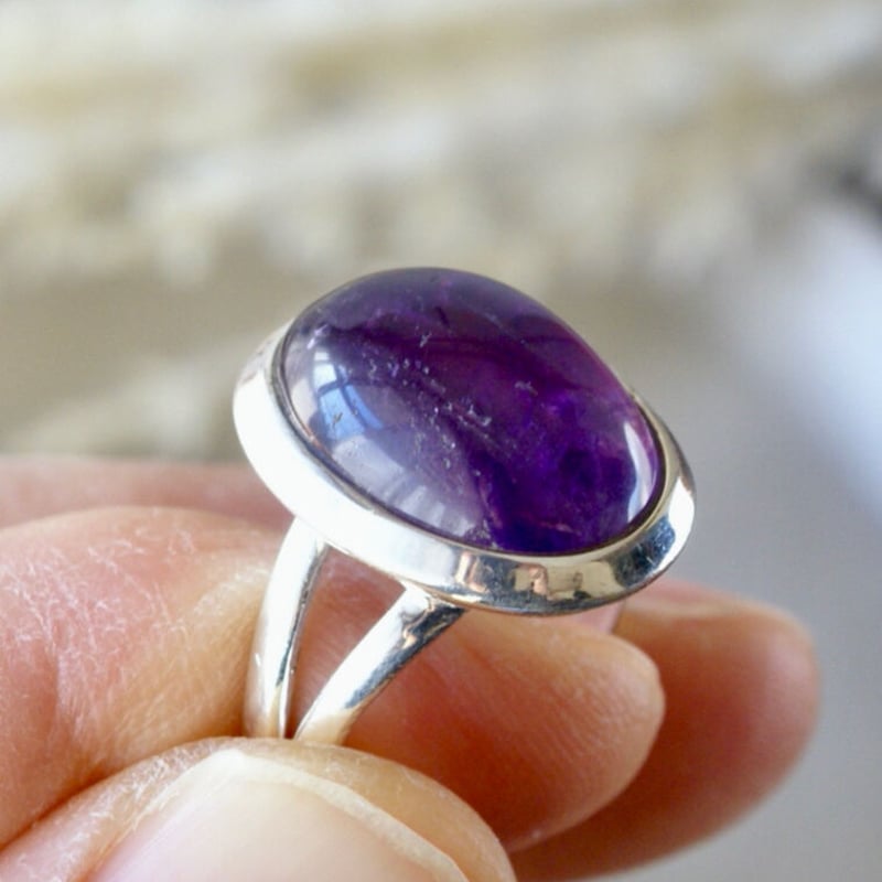 アメジスト オーバルリング シルバー925 約13.5号（sv-254） | Ratna ge
