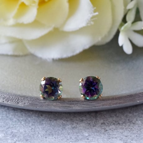 Kaya◆一点物✧パープルアゲート×ミスティックトパーズピアス✧14kgf ミスティックトパーズ | STORES