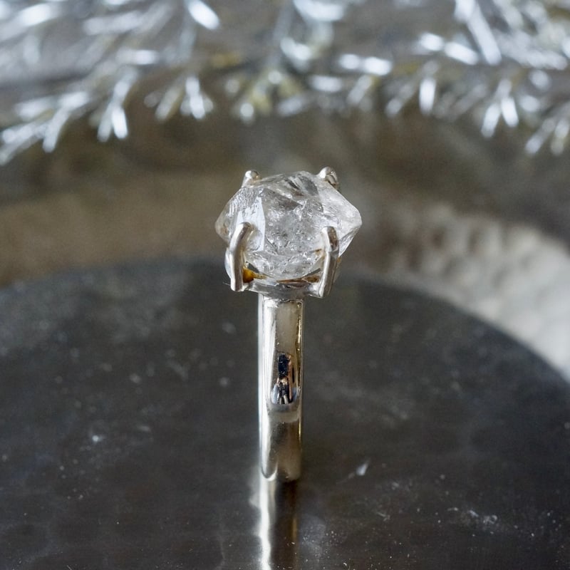 オイルイン ハーキマーダイヤモンド（水晶） ラフカットリング