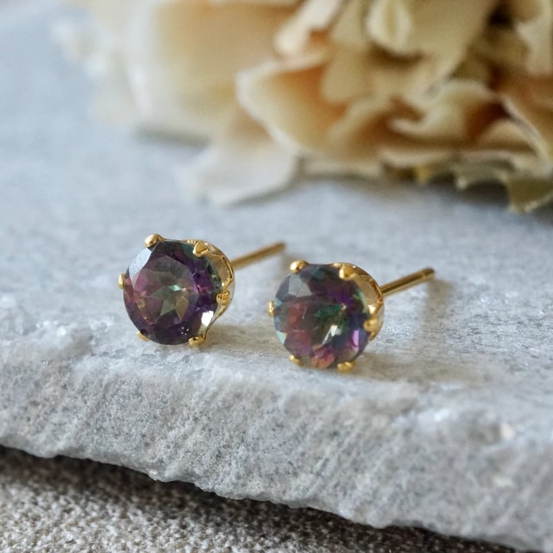 Handmade】ミスティッククォーツ スタッドピアス サージカルステンレス