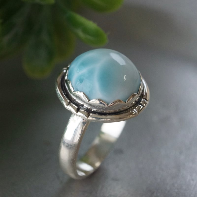 ラリマー ラウンドシェイプ リング シルバー925 13.75号 （sv-314  