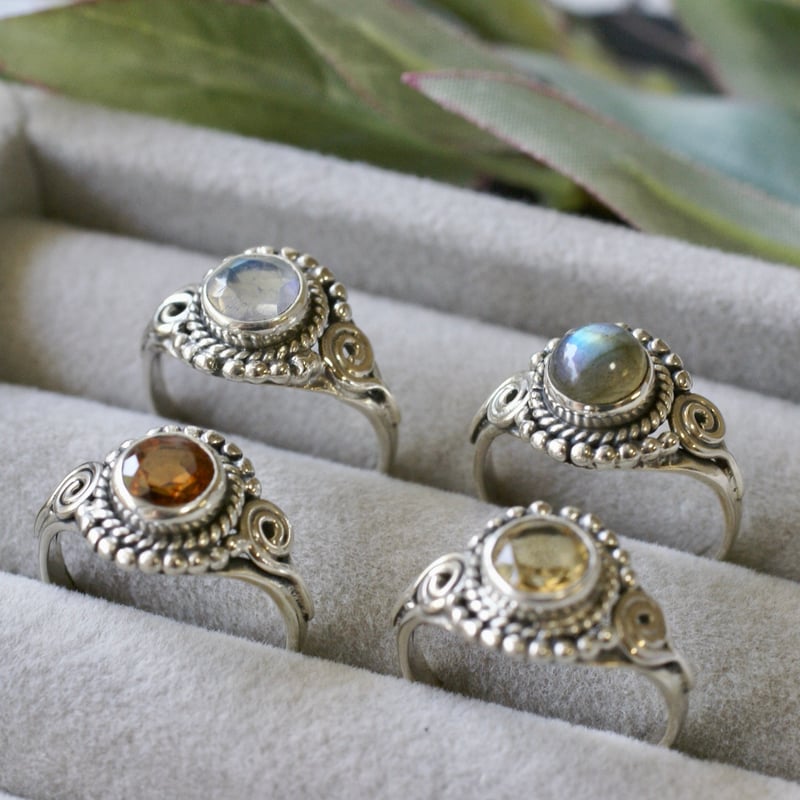 イエロー シトリン エスニックリング シルバー925 約9号/10号/10.25号