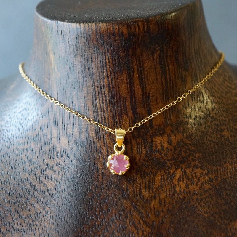 Handmade】ピンクサファイア ローズカット クラウンモチーフ