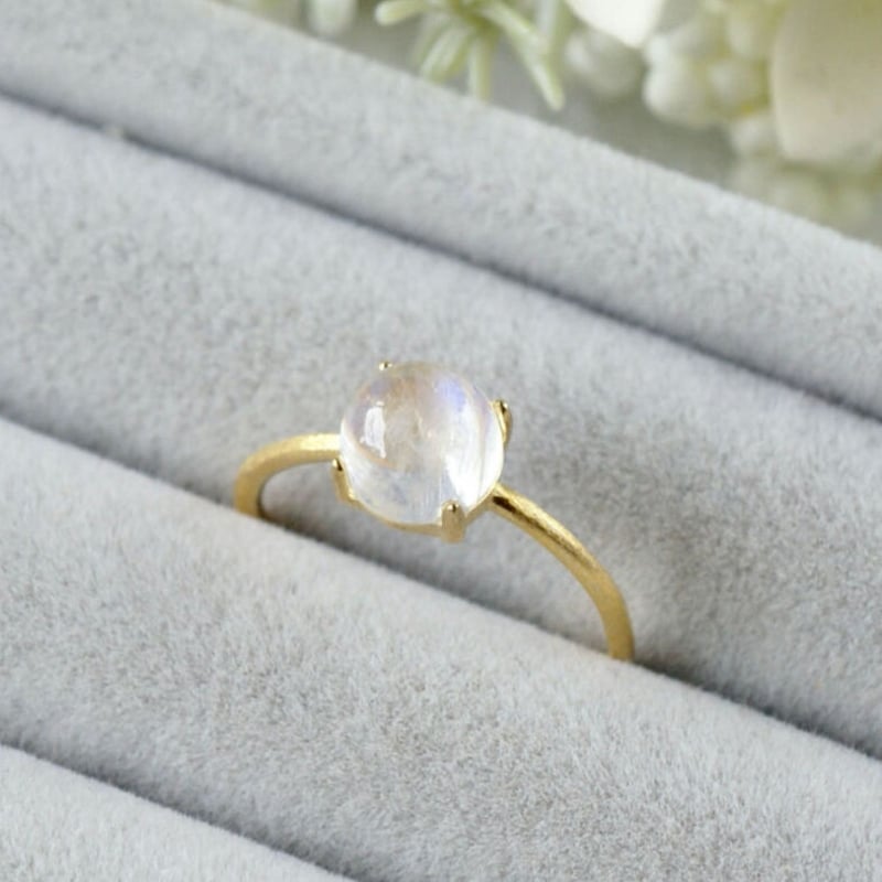 受注製作】グレームーンストーン クラウンモチーフ 7号〜フリーサイズ