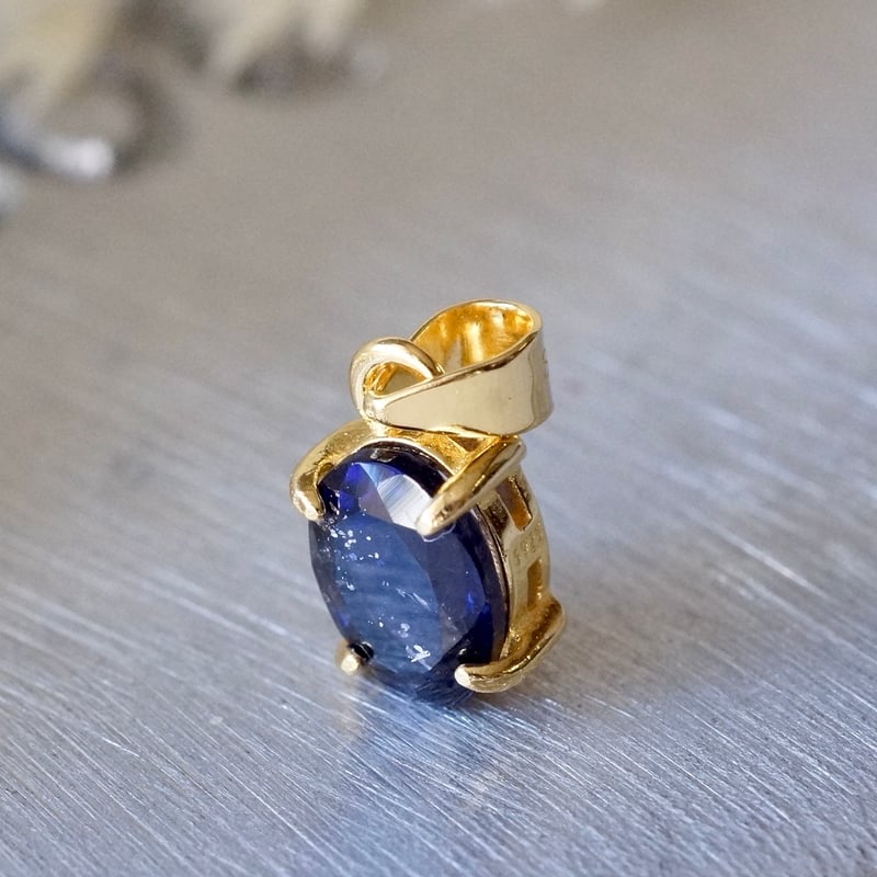 Handmade】アイオライトサンストーン ペンダントトップ 18kゴールド