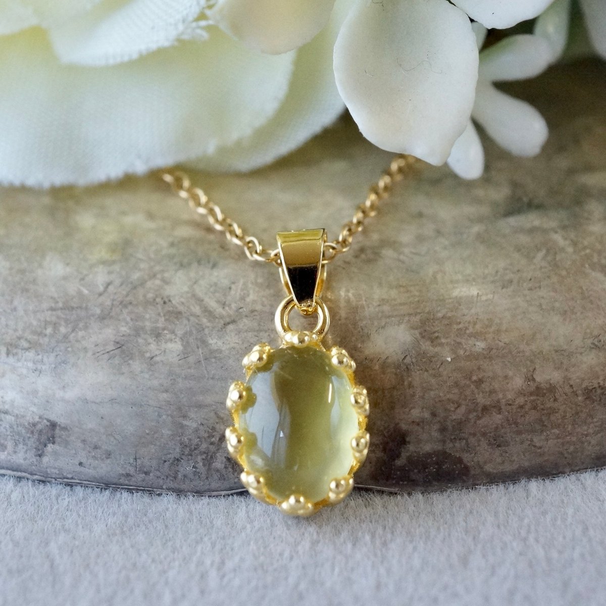 ナラジョイエ　クローバー ペンダントトップ イエローゴールド Handmade】イエロープレナイト クラウンモチーフ ペンダントトップ 18k