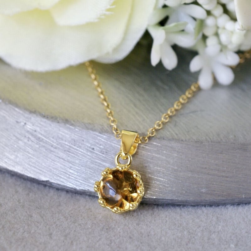 Handmade】イエロー シトリン バフトップカット クラウンモチーフ