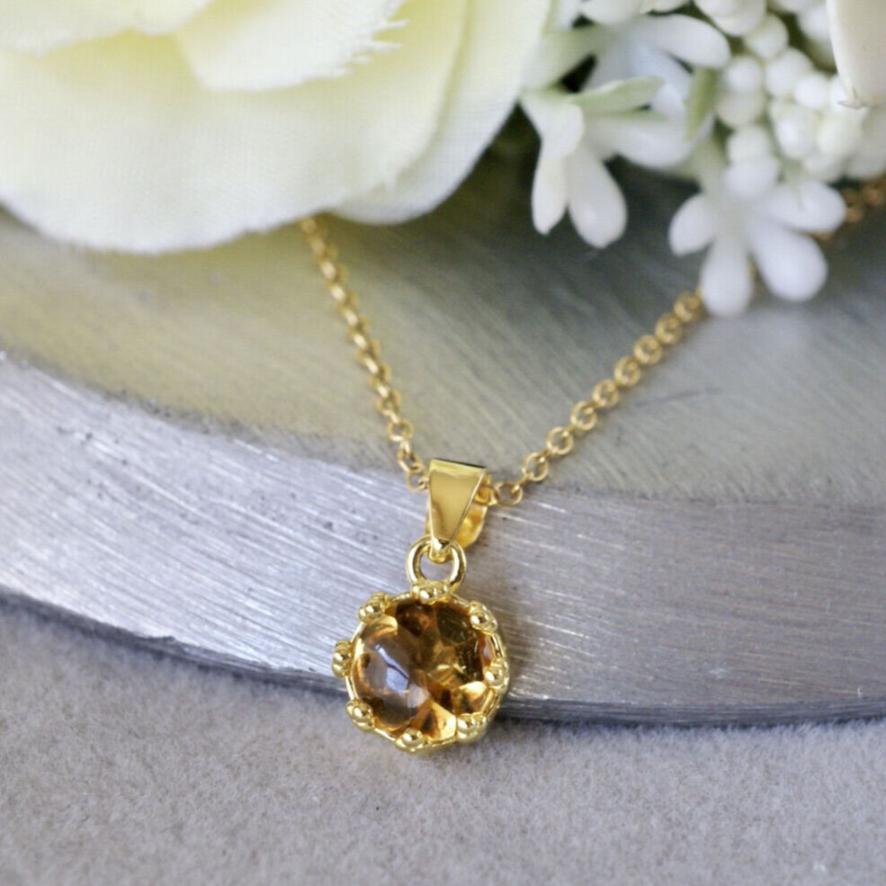 Handmade】イエロー シトリン バフトップカット クラウンモチーフ