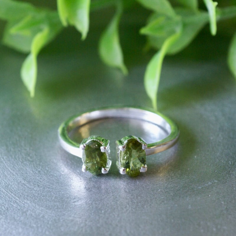 グリーン トルマリン フォークリング シルバー925 約12号（sv