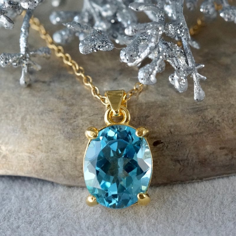 ブルーカルセドニー & ミスティックトパーズ　ペンダントトップ 大粒 スイスブルートパーズ ペンダントトップ 深く美しい青が鮮烈に