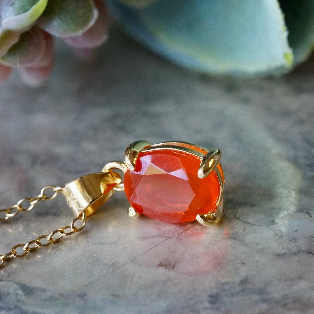ファイアーオパールペンダントヘッド(18K) ファイアーオパールペンダントヘッド(18K) Handmade】オレンジ