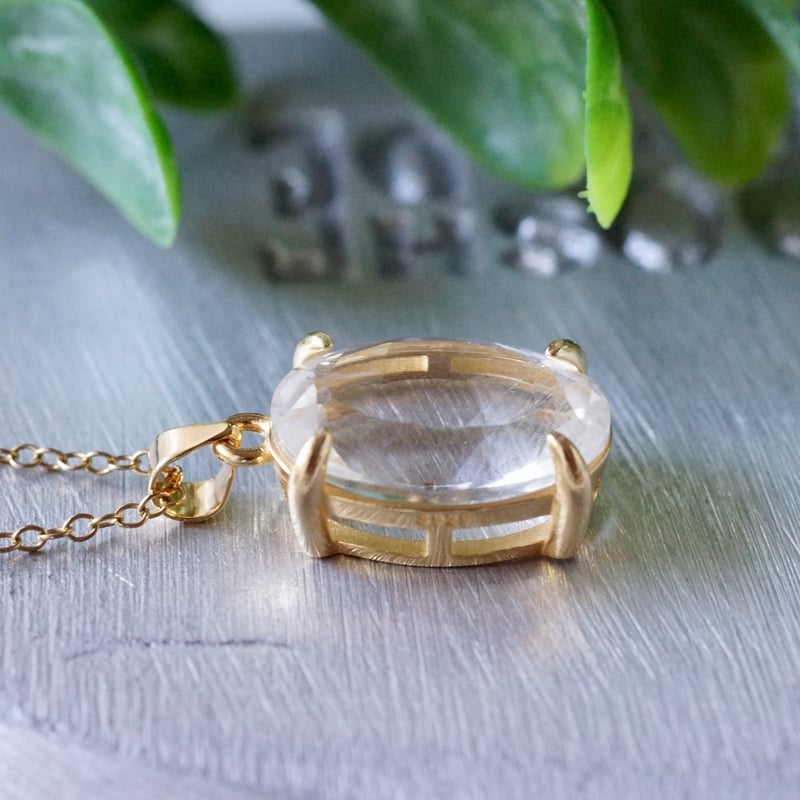 Handmade】クリスタルクォーツ（水晶） ペンダントトップ 18kゴールド