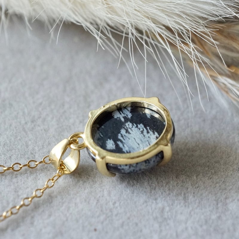 Handmade】スノーフレークオブシディアン ペンダントトップ 18k Handmade】スノーフレークオブシディアン ペンダントトップ 18k