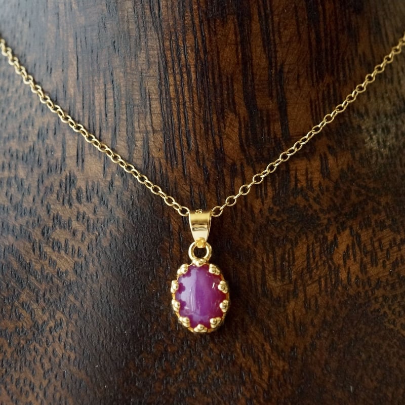 Handmade】合成スタールビー クラウンモチーフ ペンダントトップ 18k