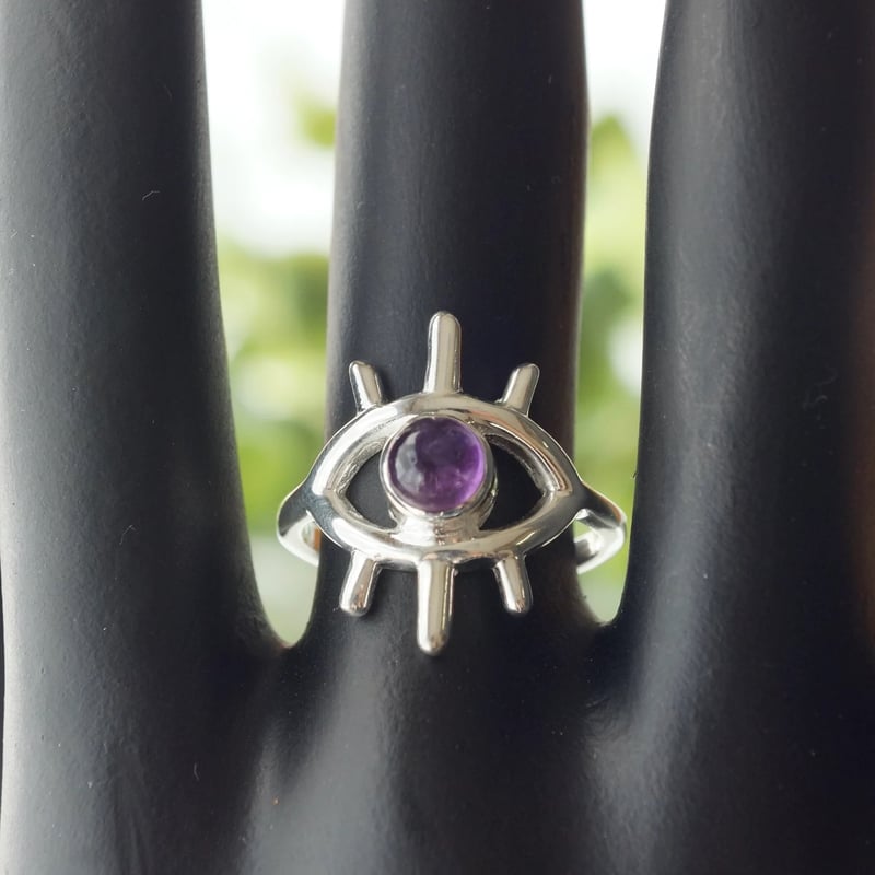 パープル アメジスト カボションカット イーヴィルアイ(evil eye