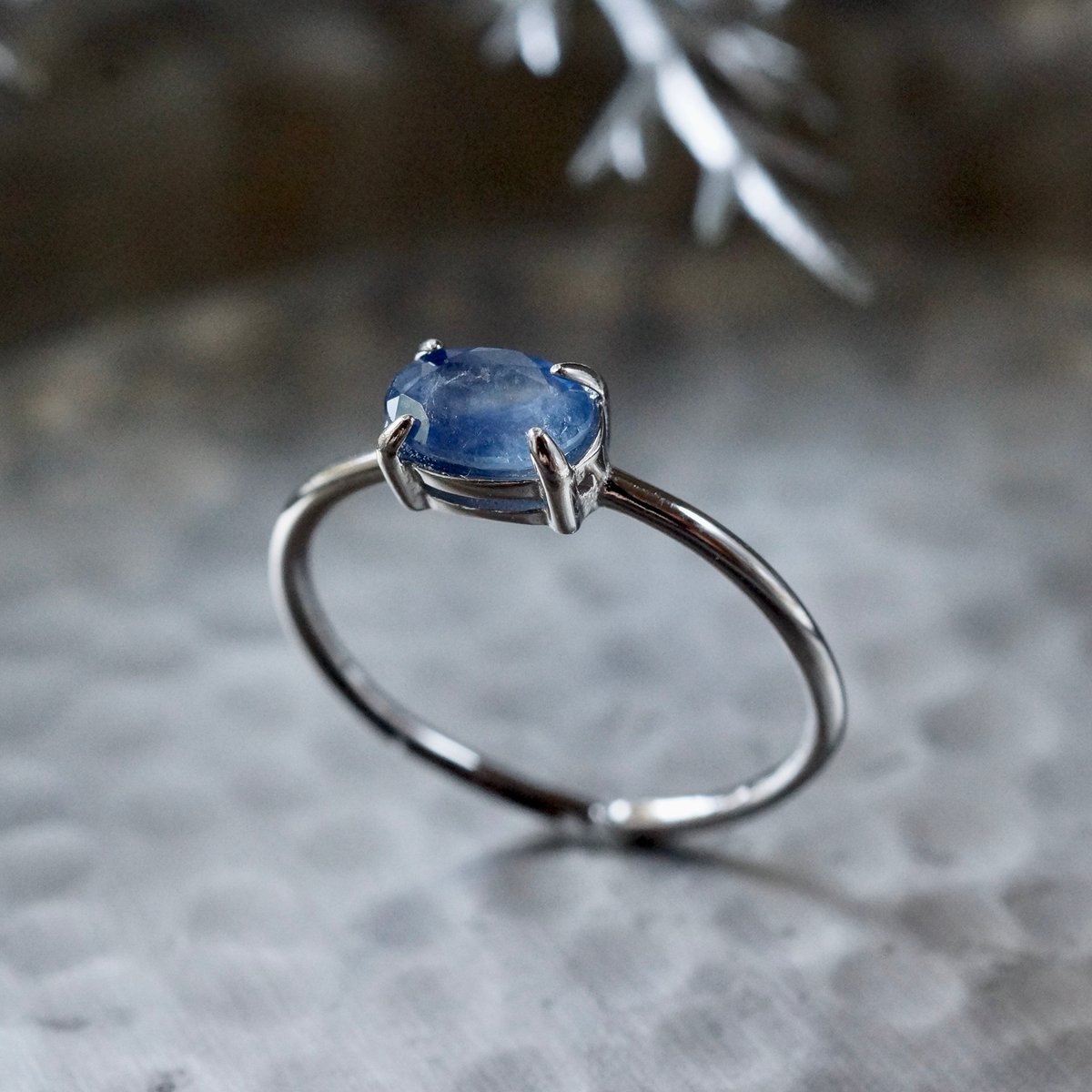 ブルー サファイア 7号〜フリーサイズリング ロジウムコーティング