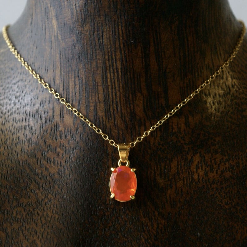 Handmade】オレンジ ファイアオパール ペンダントトップ 18kゴールド