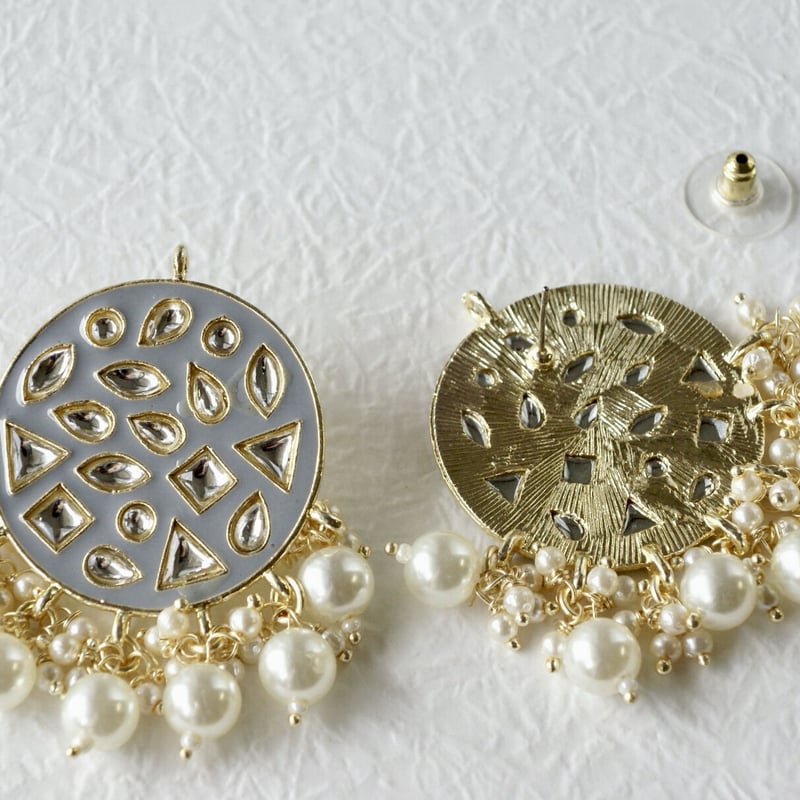 ☆ 軽量 インドジュエリーセット（グレー）クンダンスタイル