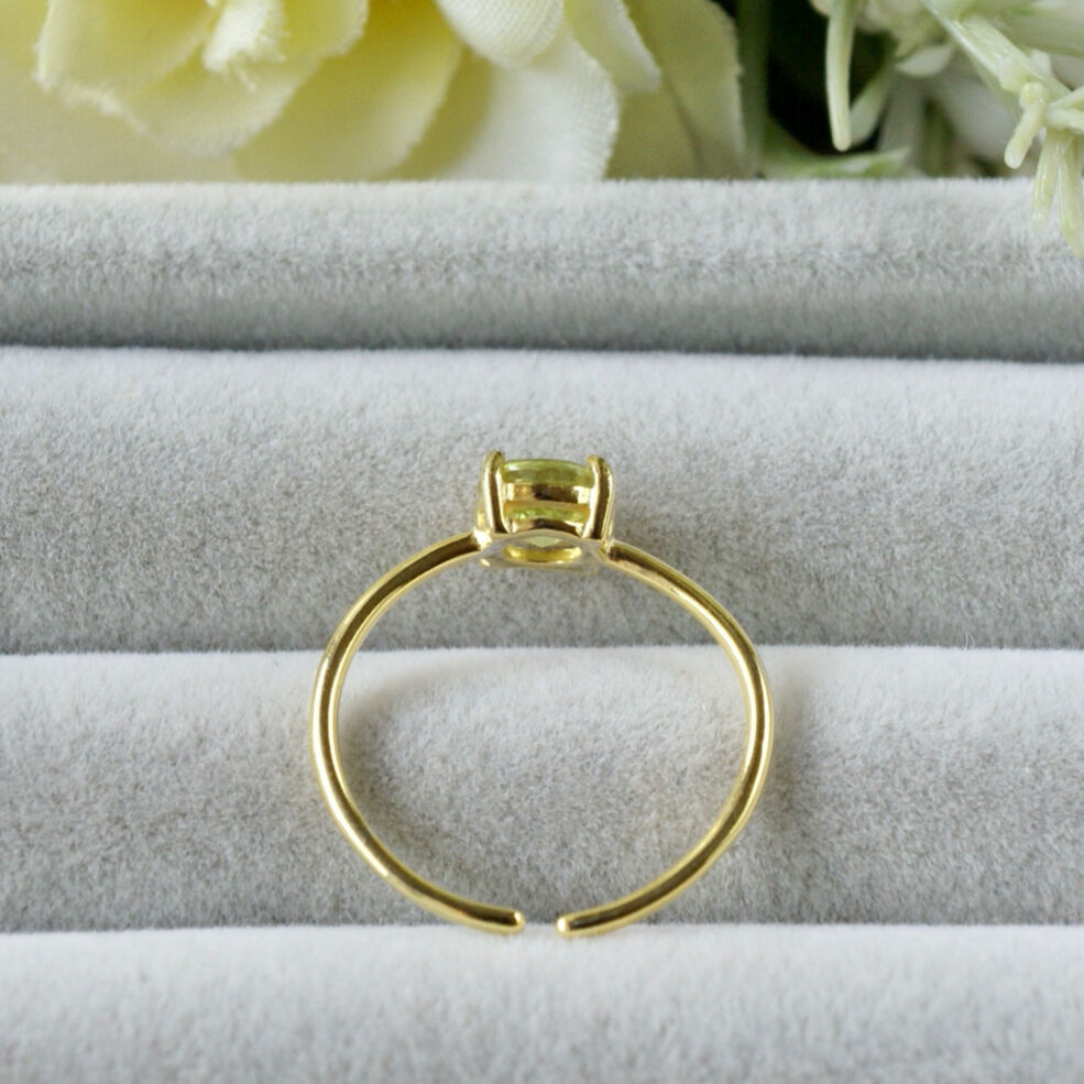 Handmade】イエローグリーン スフェーン 7号〜フリーサイズリング 18k 