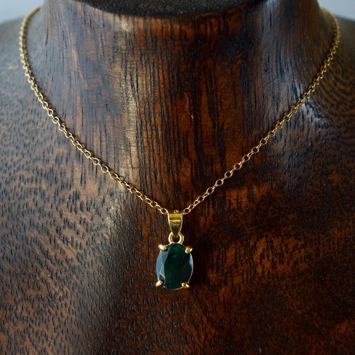 Handmade】ブラックオパール（処理）A ファセットカット ペンダント