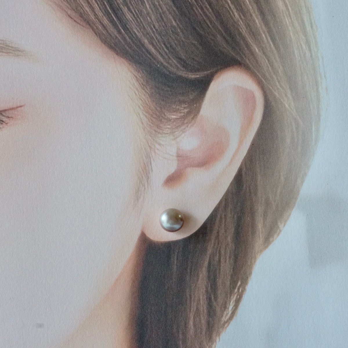 Handmade】淡水パール スタッドピアス サージカルステンレス製 約8mm