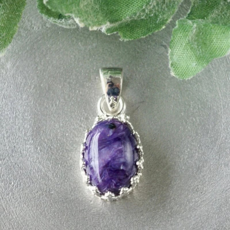 パープル チャロアイト クラウンペンダントトップ シルバー925（sv-555