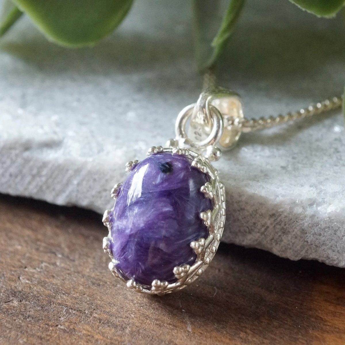 パープル チャロアイト クラウンペンダントトップ シルバー925（sv-555