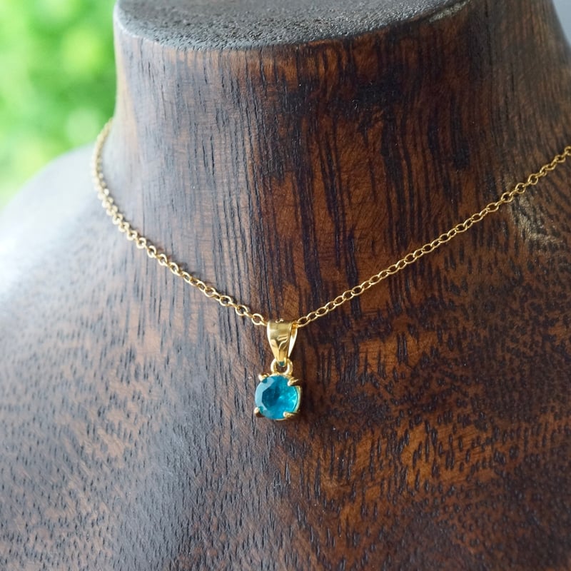 Handmade】ネオンブルーアパタイト ペンダントトップ 18kゴールド  