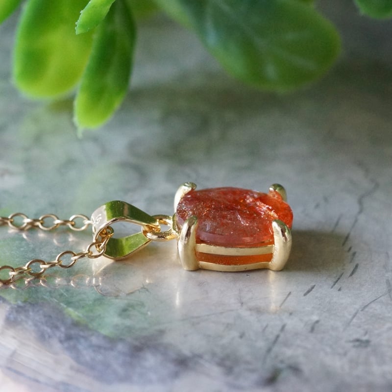 Handmade】オレンジ サンストーンB ペンダントトップ 18kゴールド
