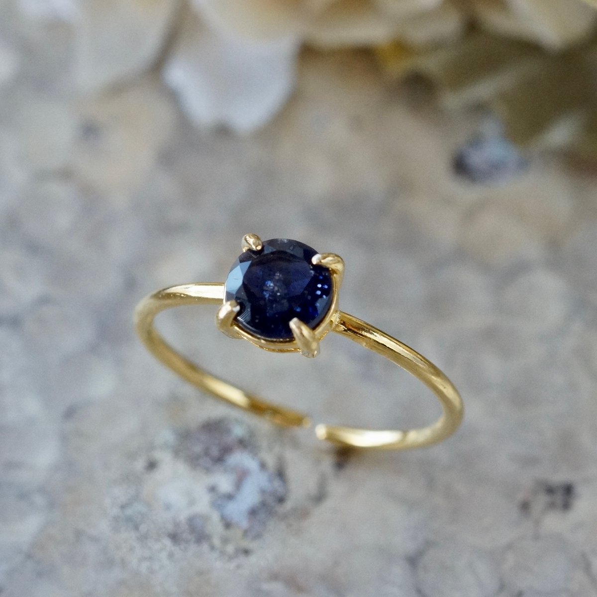 一点物】アイオライトサンストーン 18kgp リング 指輪 ✩.*˚天然石