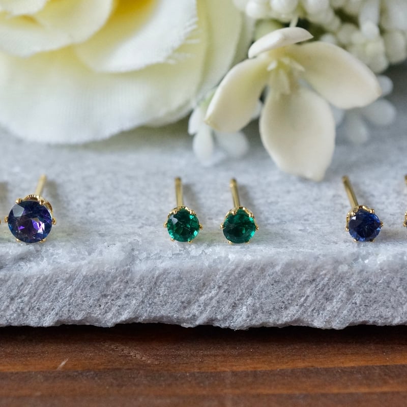 Handmade】ブルー ミスティッククォーツ スタッドピアス サージカル  