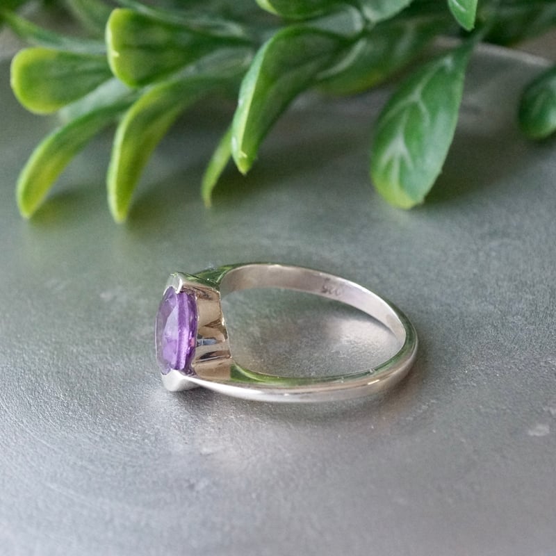 パープル アメジスト ラウンドシェイプ リング シルバー925 約10.75号