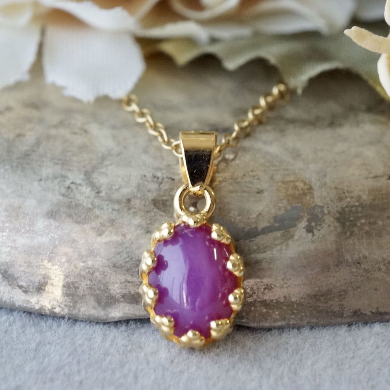 Handmade】合成スタールビー クラウンモチーフ ペンダントトップ 18k
