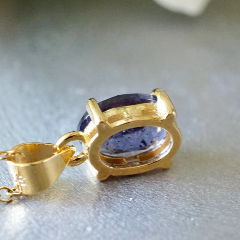 Handmade】アイオライトサンストーン ペンダントトップ 18kゴールド