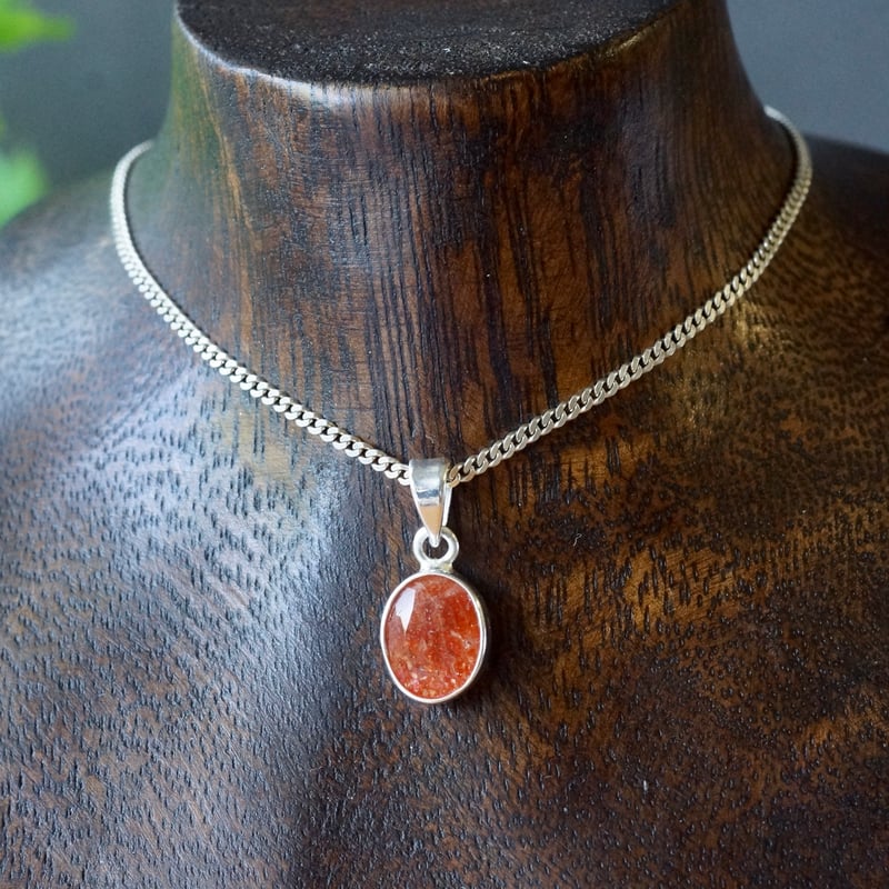 オレンジ サンストーン ペンダントトップ シルバー925 （sv-911