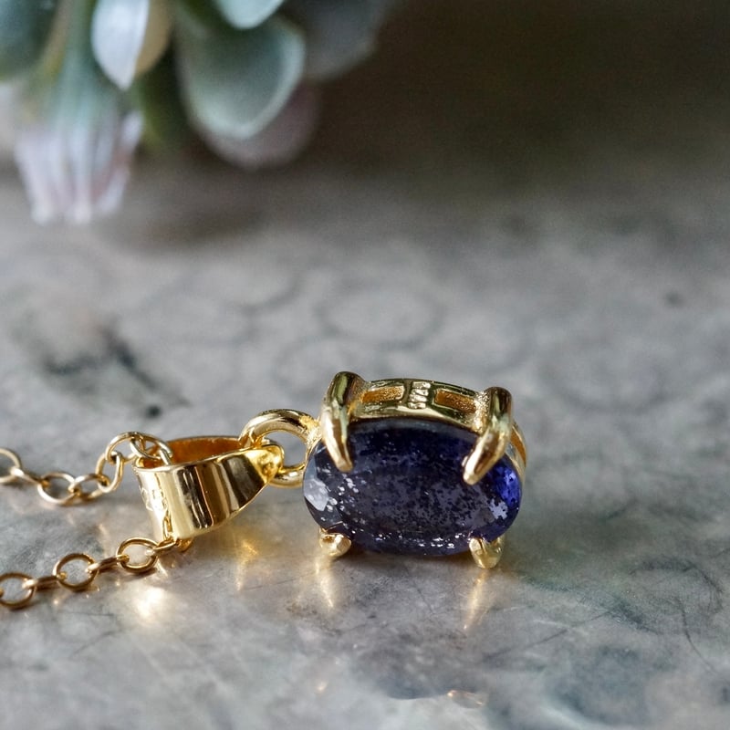 Handmade】アイオライトサンストーン ペンダントトップ 18kゴールド
