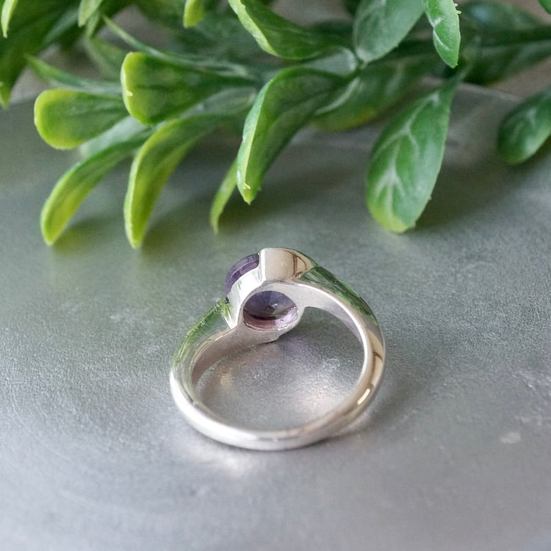 パープル アメジスト ラウンドシェイプ リング シルバー925 約10.75号