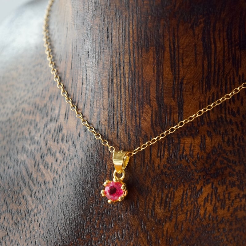 Handmade】ピンクトパーズ クラウンモチーフ ペンダントトップ 18k 