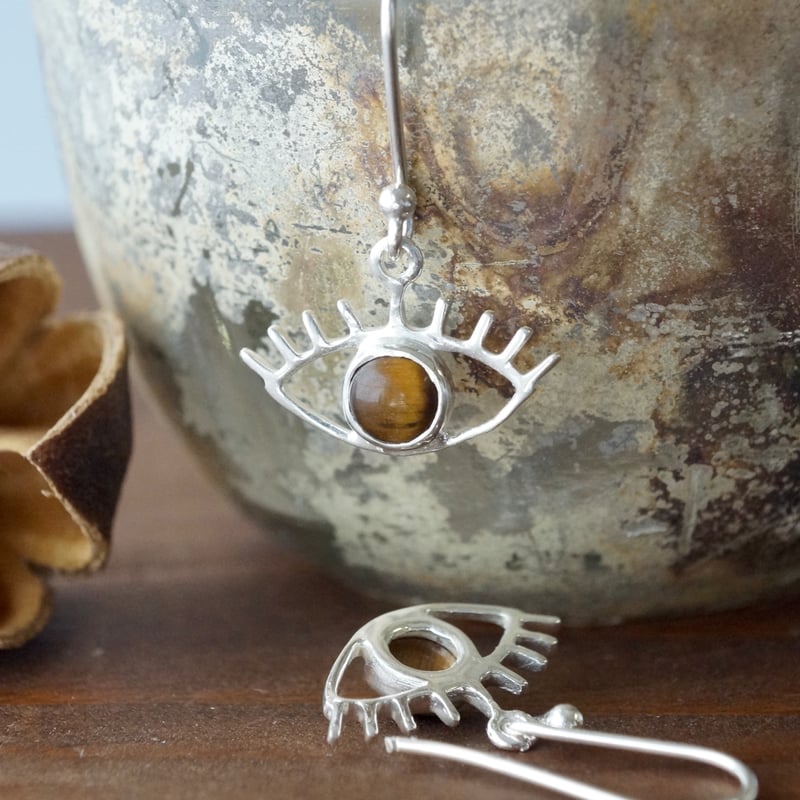 ○タイガーアイ イーヴィルアイ(evil eye) ピアス シルバー925 ○タイガーアイ イーヴィルアイ(evil eye) ピアス シルバー925