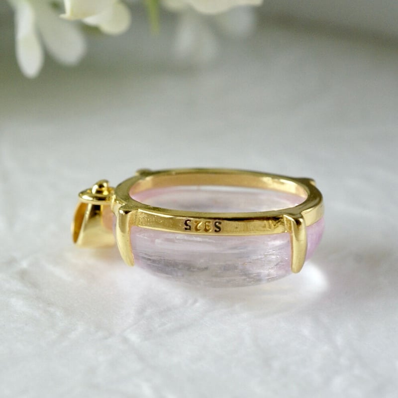 Handmade】ピンク クンツァイト ペンダントトップ 18kゴールドプレー