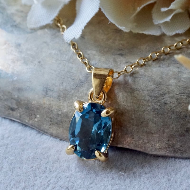 Handmade】ロンドンブルートパーズ ペンダントトップ 18kゴールド