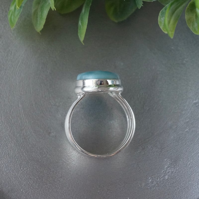 ラリマー オーバルシェイプ トリプルアームリング シルバー925